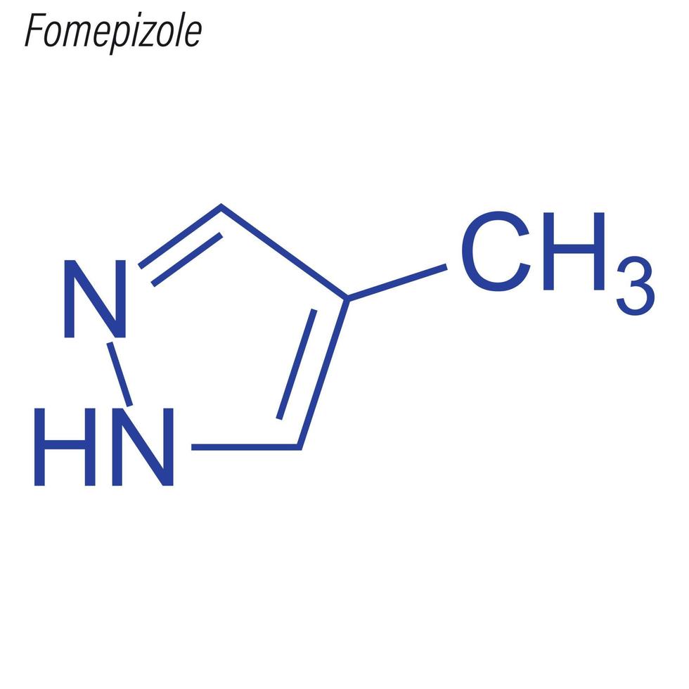 fórmula esquelética vectorial de fomepizol. molécula química del fármaco. vector