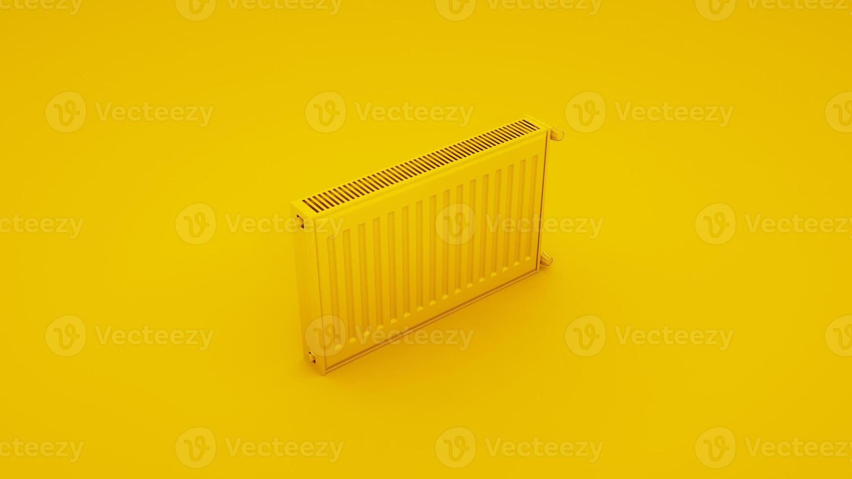 Heating yellow radiator isolated on yellow background. 3d illustration photo