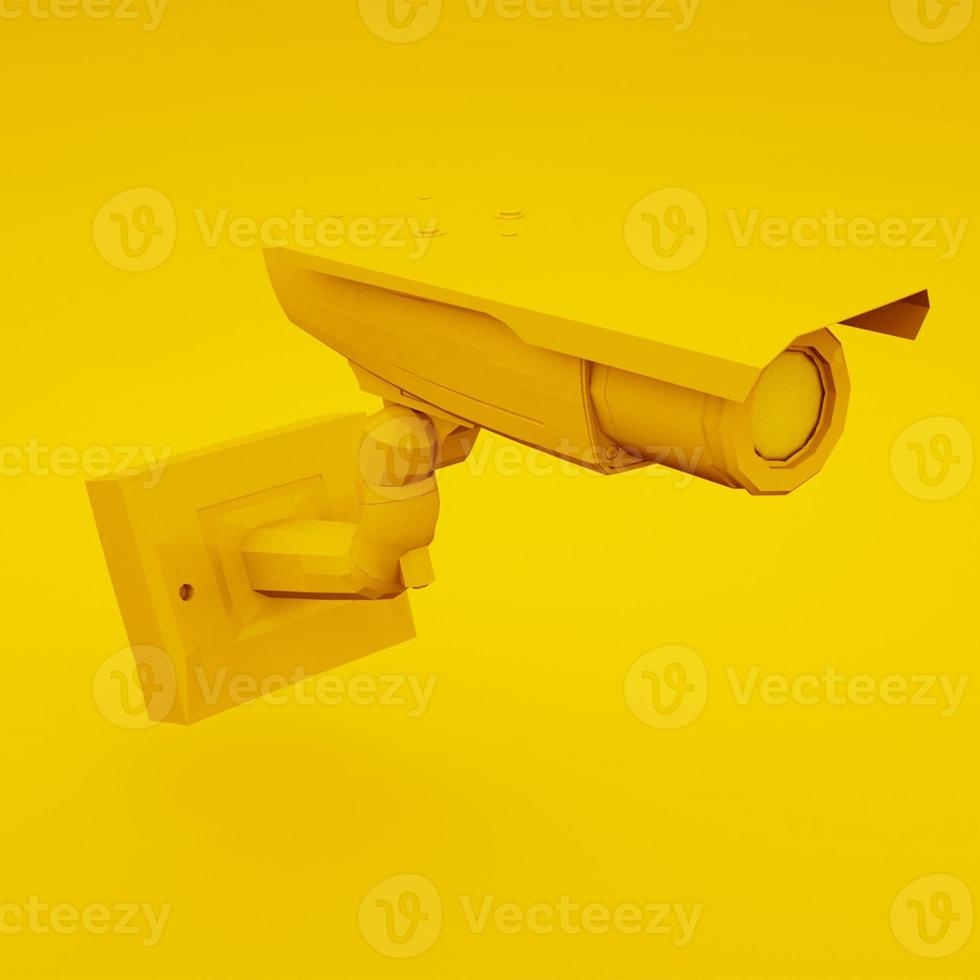Yellow CCTV Camera or Security Camera. 3D illustration photo