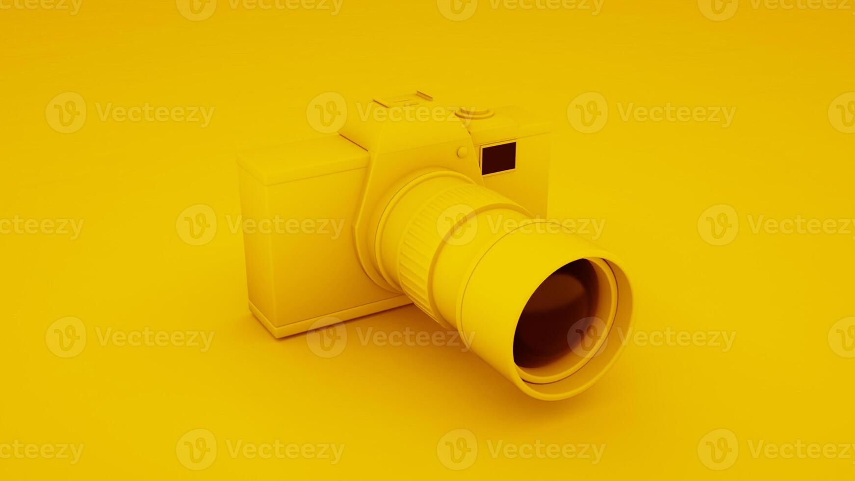 Yellow Digital DLSR Camera. 3D illustration photo