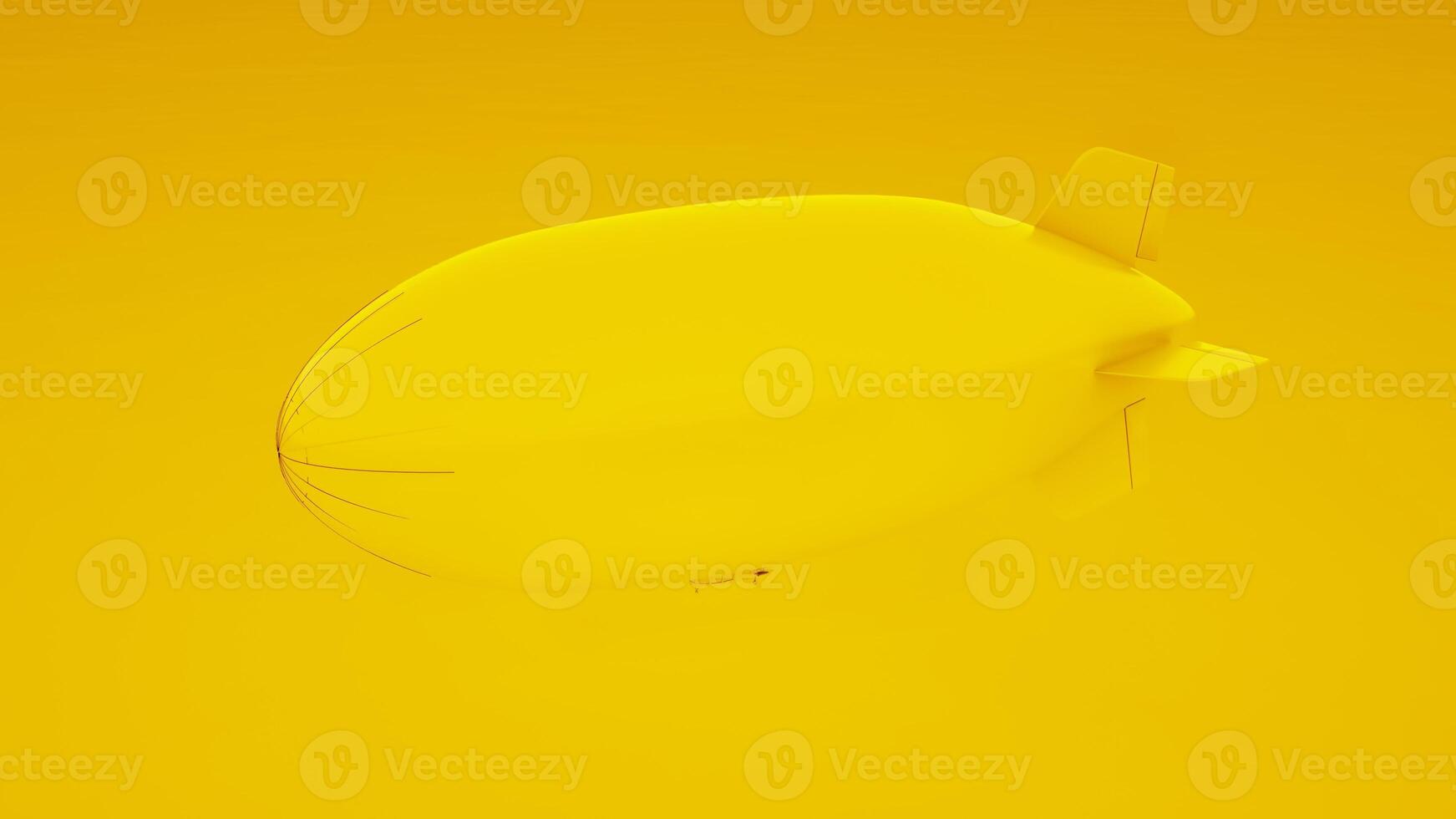 Yellow Blimp Airship Isolated. 3D rendering photo