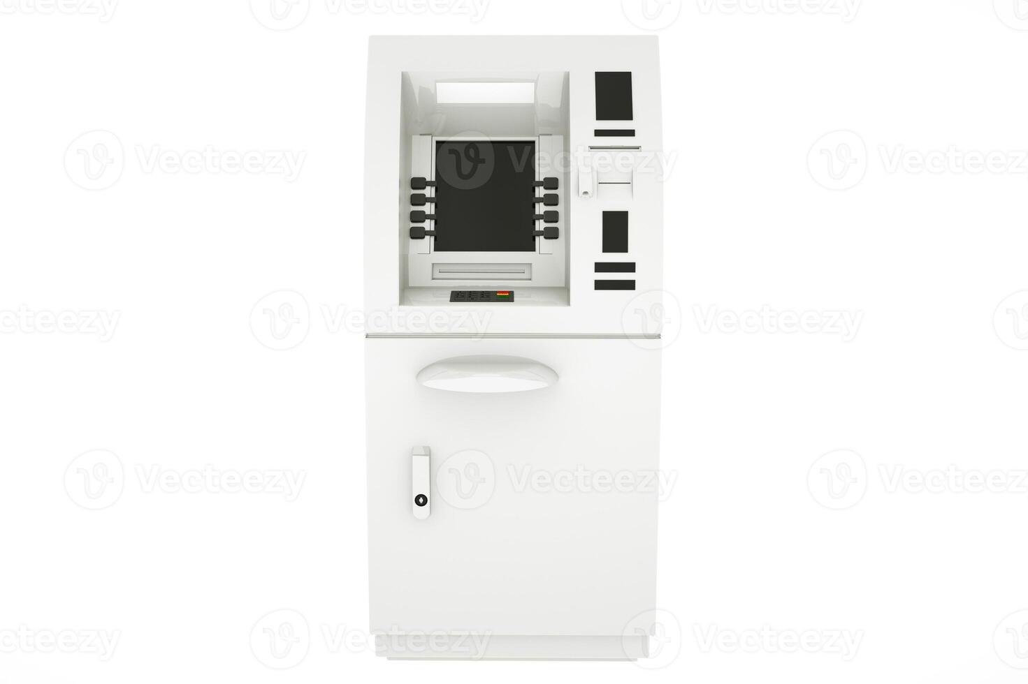 Atm machine isolated on white background, side view. 3D illustration. photo