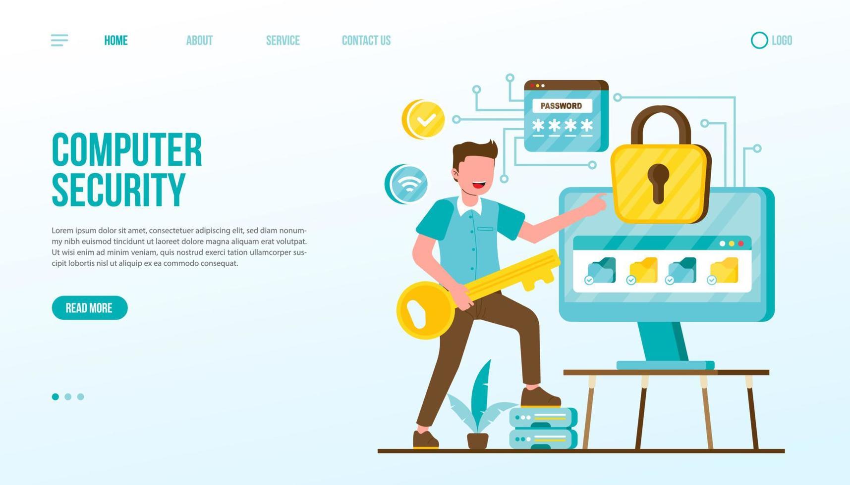 Computer Security Landing Page Template vector