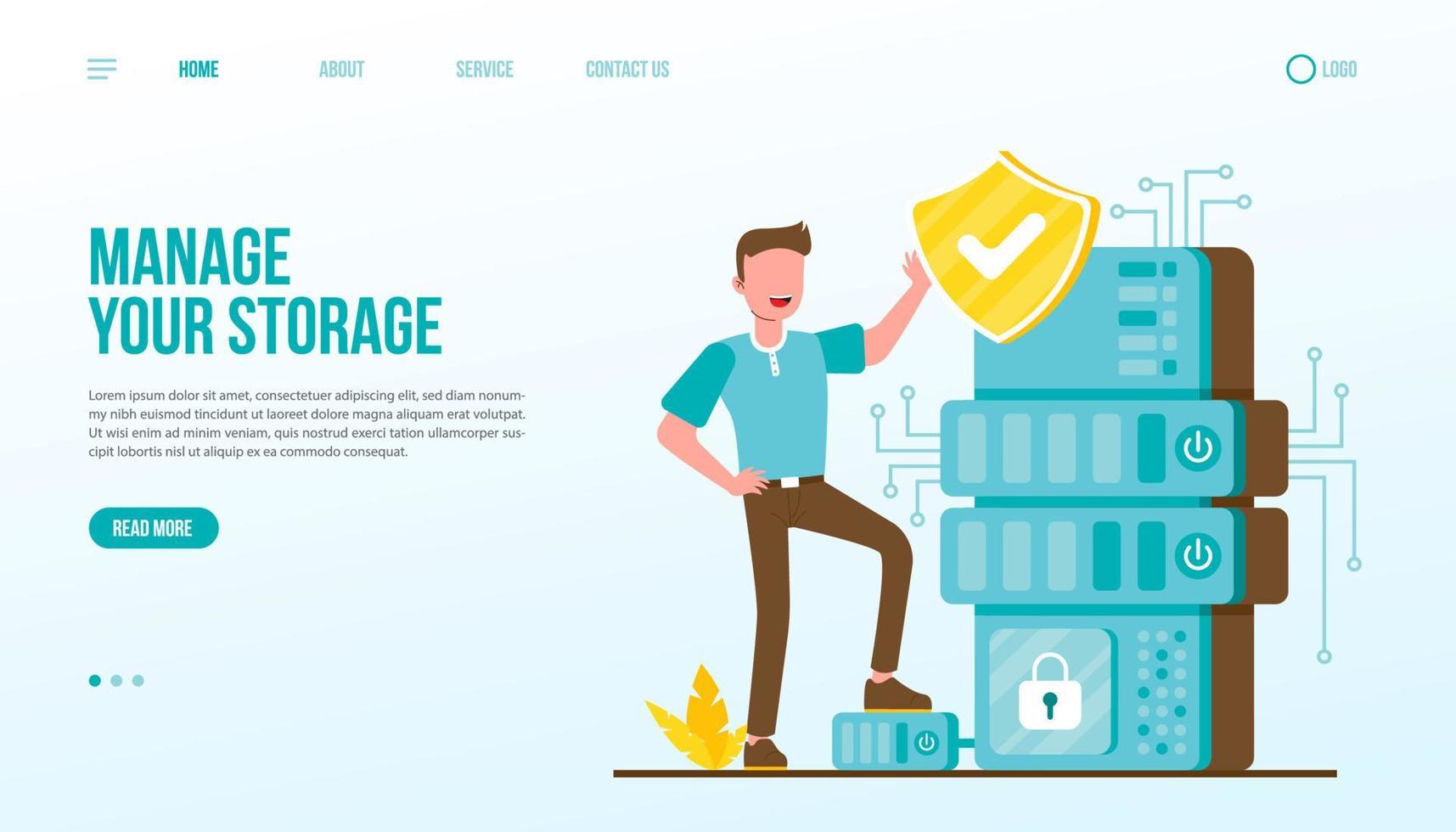 Manage Your Storage Landing Page Template vector