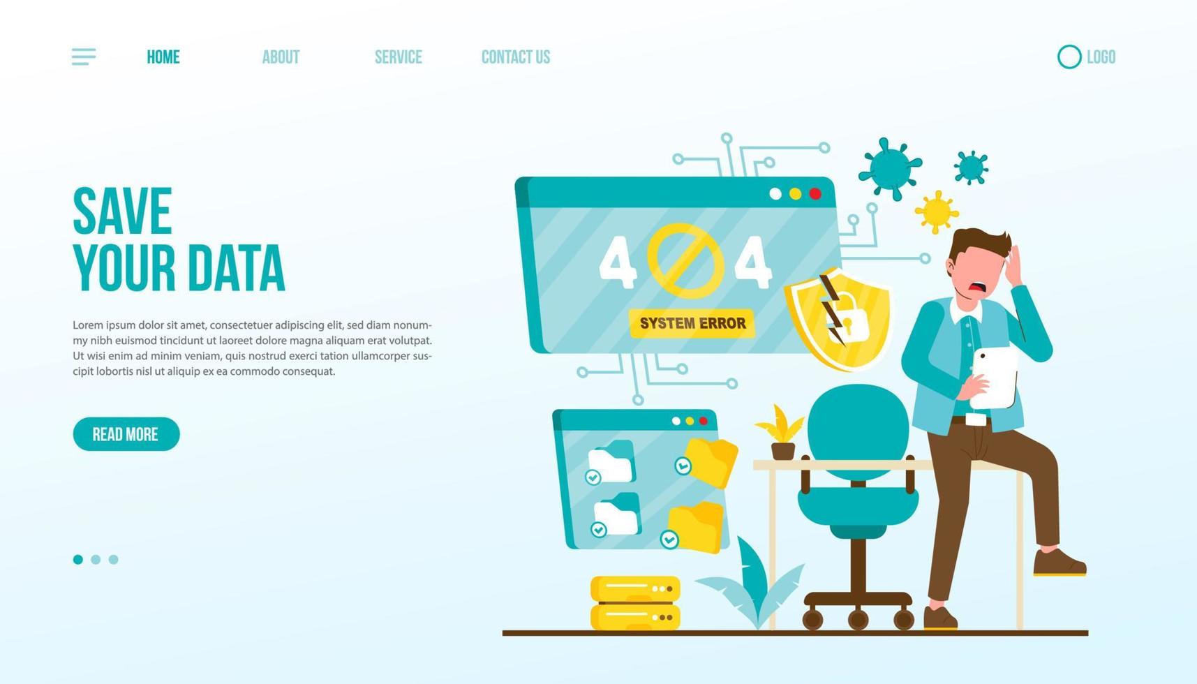 Save Your Data Landing Page Template vector