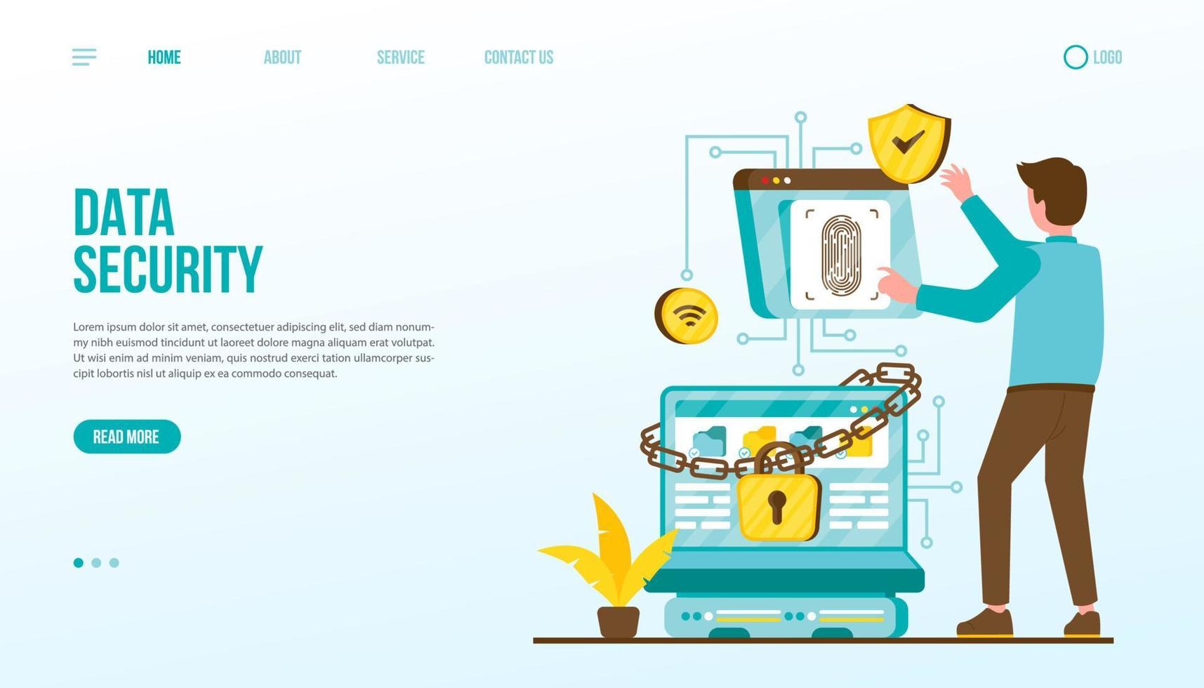Data Security Landing Page Template vector