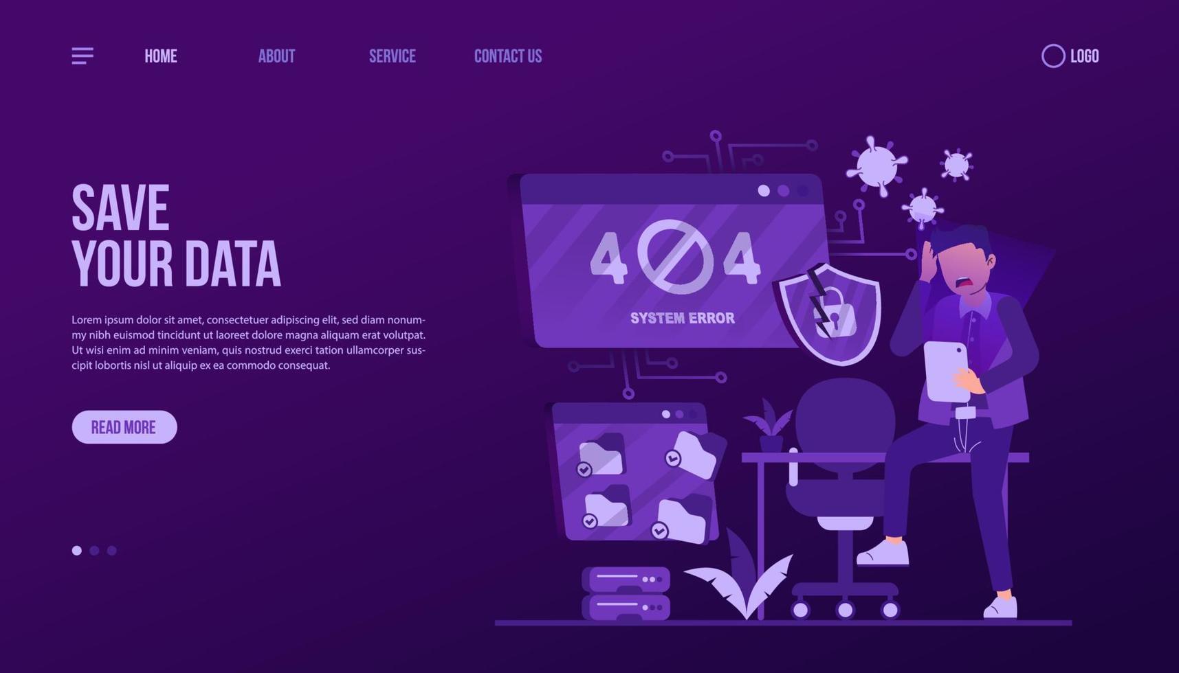 Save Your Data Landing Page vector