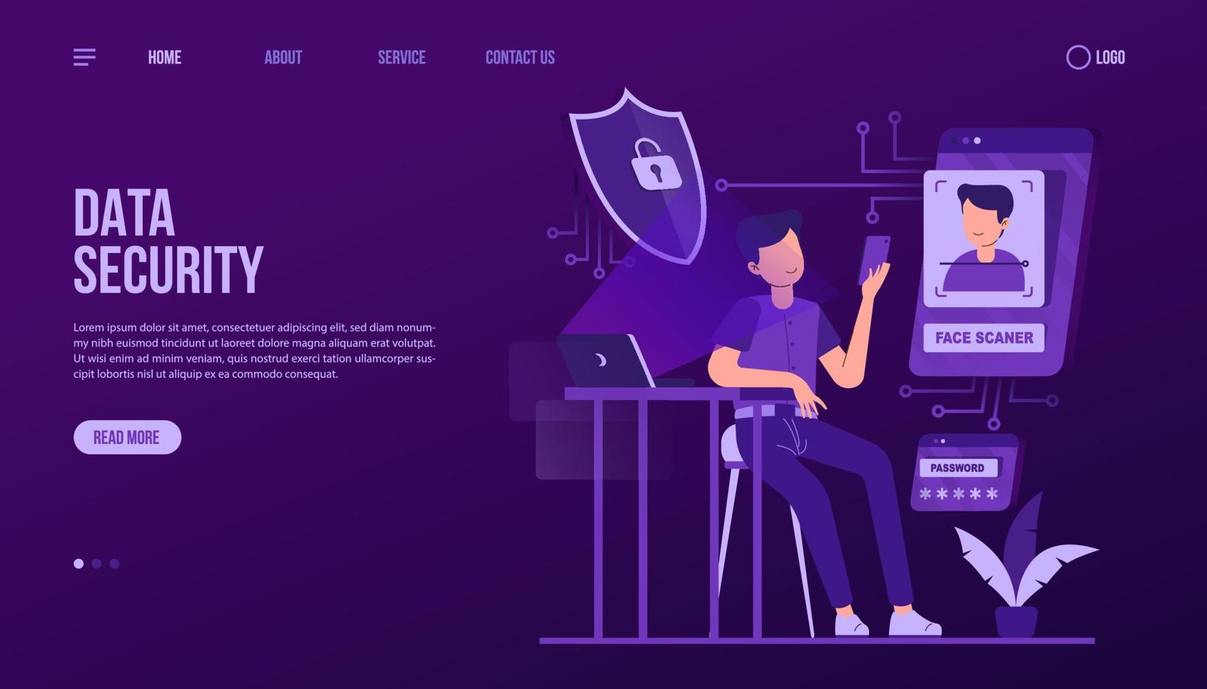 Data Security Landing Page Template vector