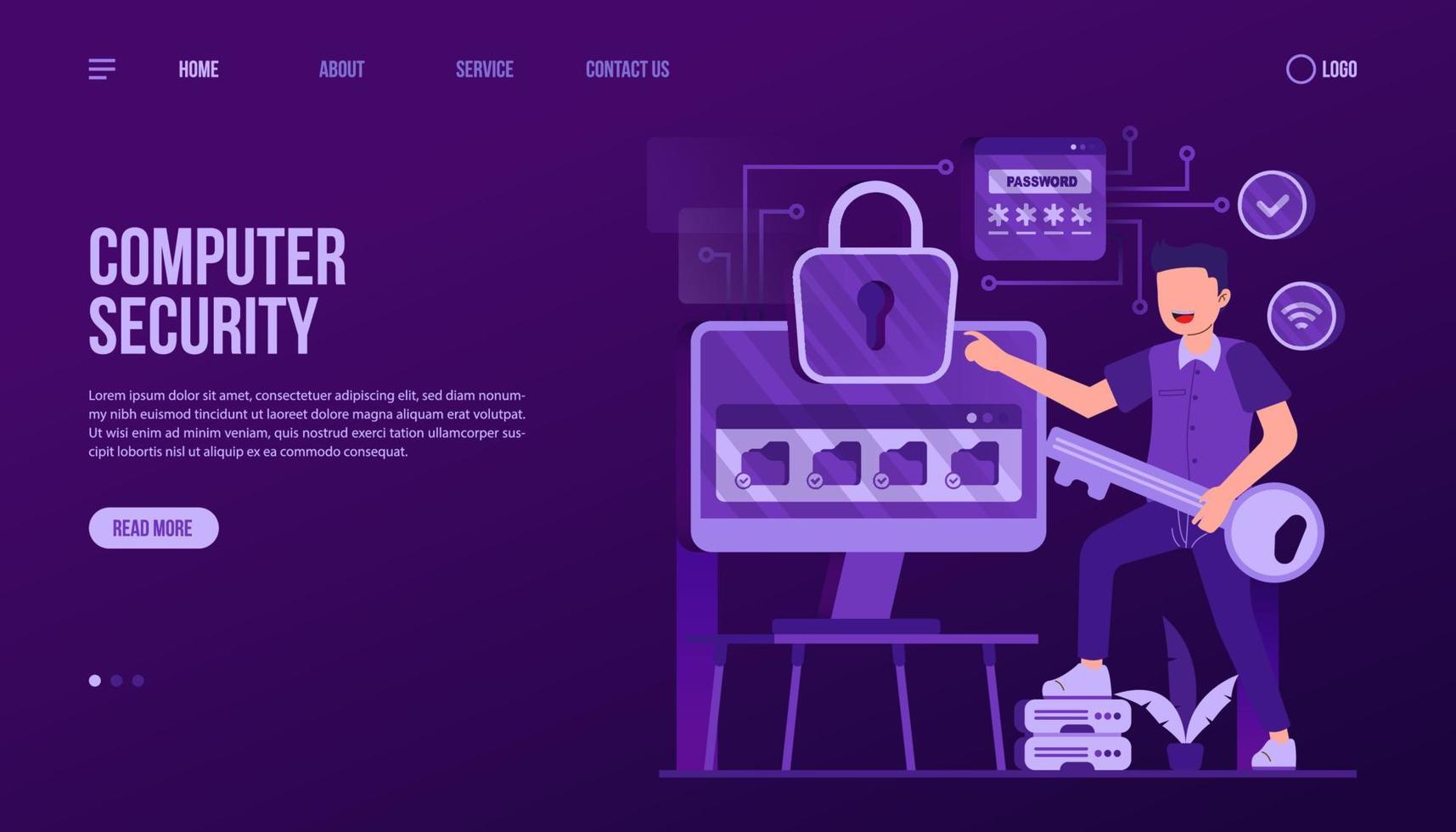 Computer Security Landing Page Template vector