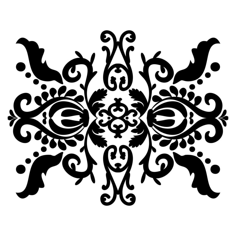 Decorative vector ornament in oriental style. Black and white. For stencil Tattoo marquetry laser cutting and prints.