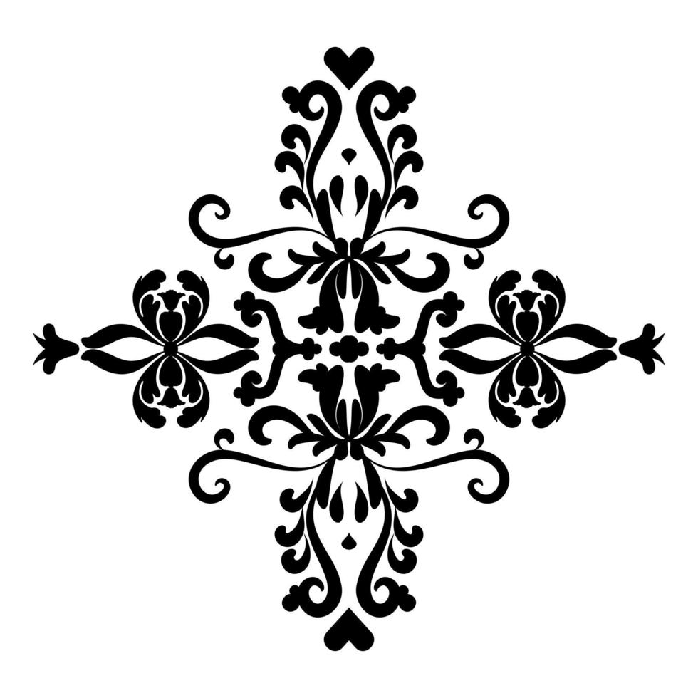 Vintage oriental vector damask pattern. Black and white. For stencil Tattoo marquetry laser cutting and prints.