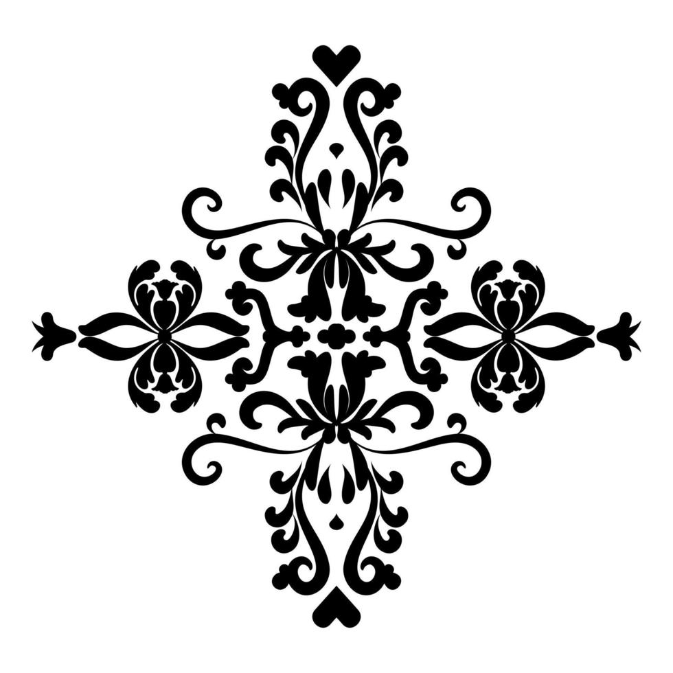 Vintage oriental vector damask pattern. Black and white. For stencil Tattoo marquetry laser cutting and prints.