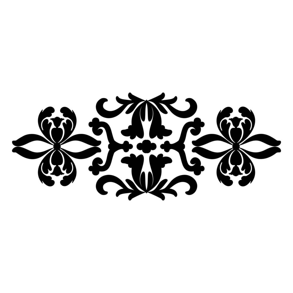 Damascus vector black pattern on white background. For stencil Tattoo marquetry laser cutting and prints.