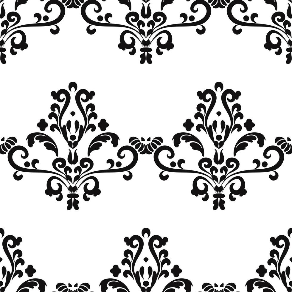 Seamless sample damask pattern.Reusable floral painting stencils. For the design of wall, venetian pattern,textile, wrapping or scrapbooking. Digital graphics. Black and white. venetian pattern vector