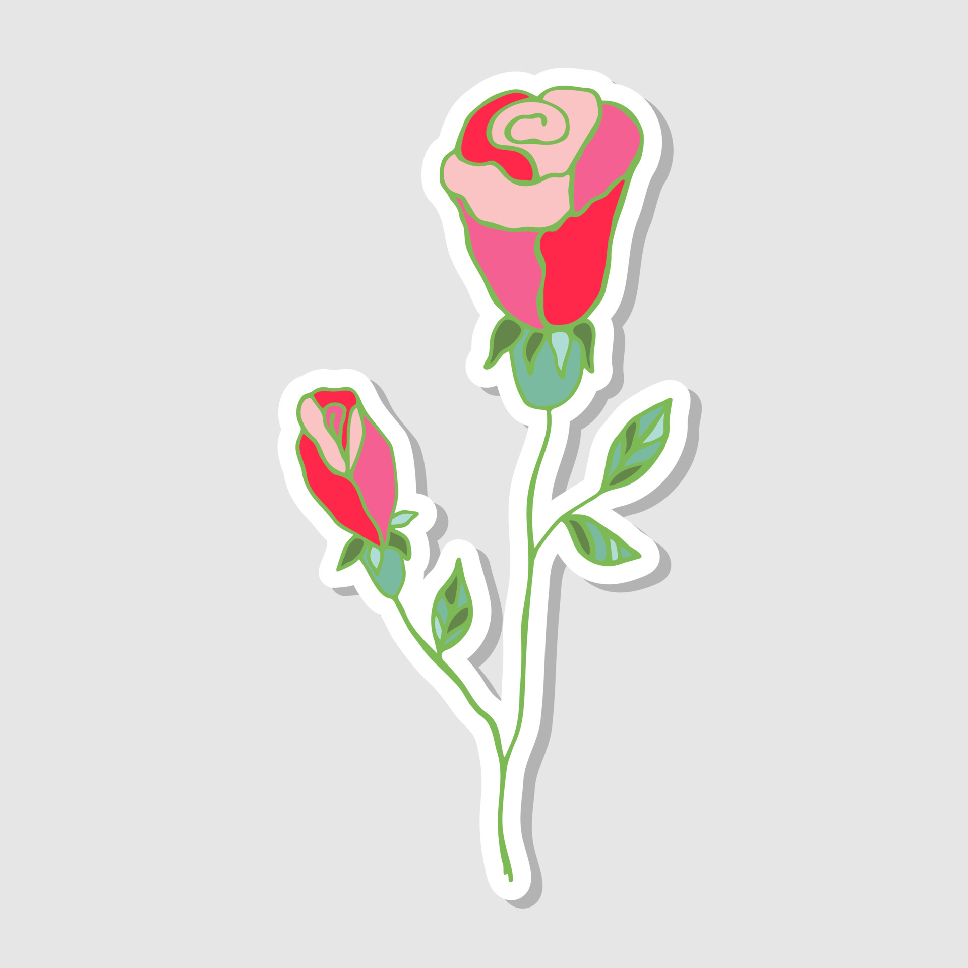Deep Red Roses Flower Stickers