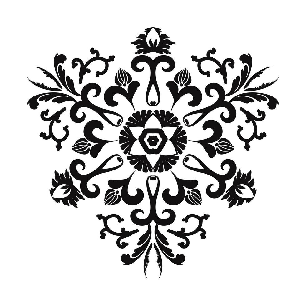 Elegant vintage floral sprigs ornament.Mehndi pattern. For the design of wall, menus, wedding invitations or labels, for laser cutting, marquetry. Digital graphics. Black and white. vector