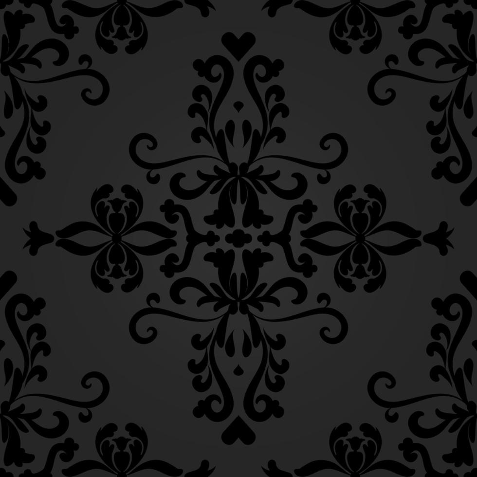 Linear Black Damask Seamless Vector Pattern. For fabric, wallpaper,  venetian pattern,textile, packaging. 6658948 Vector Art at Vecteezy