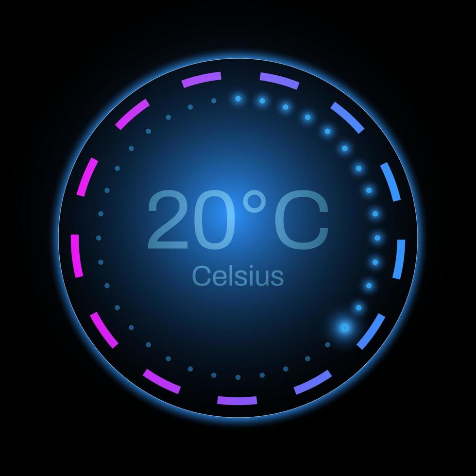 regulador de termostato. perilla de control de clima con barra de progreso. tablero de temperatura ui. ilustración vectorial vector