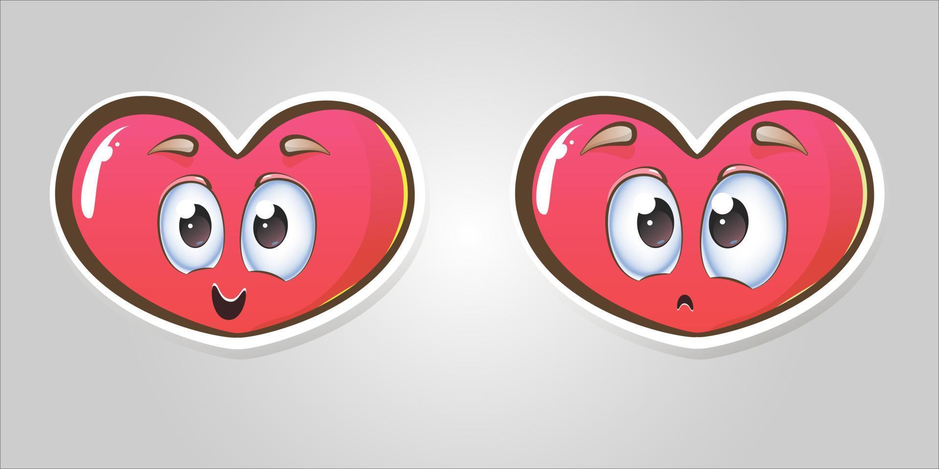 corazones divertidos en estilo de dibujos animados vector