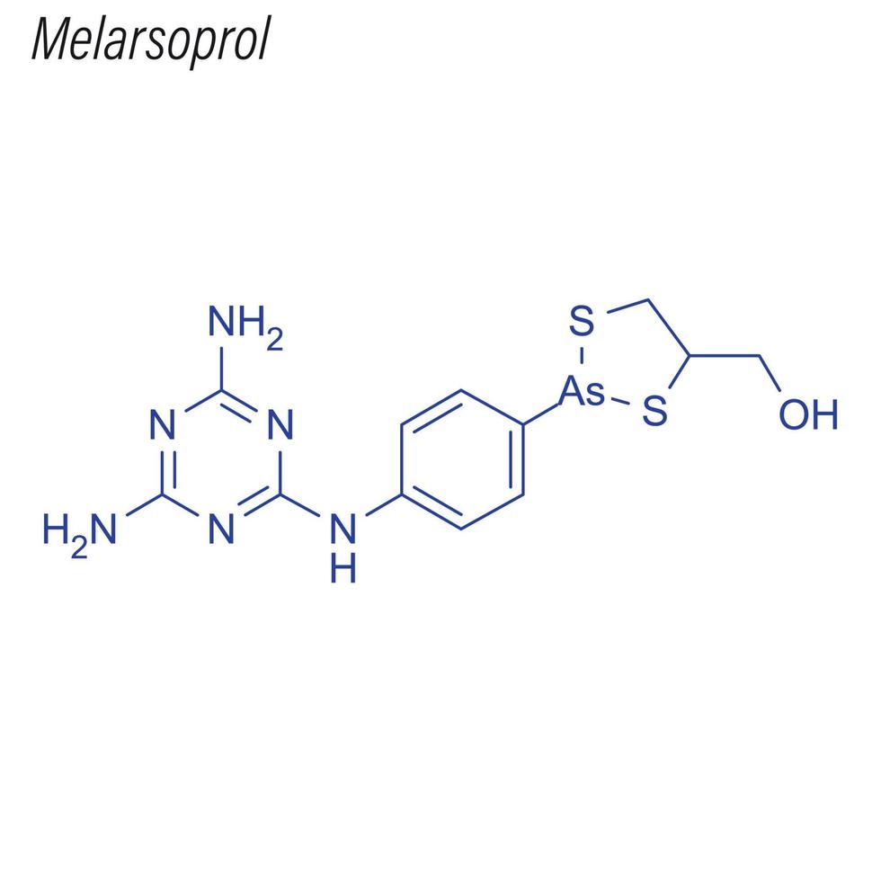 Vector Skeletal formula of Melarsoprol. Drug chemical molecule.