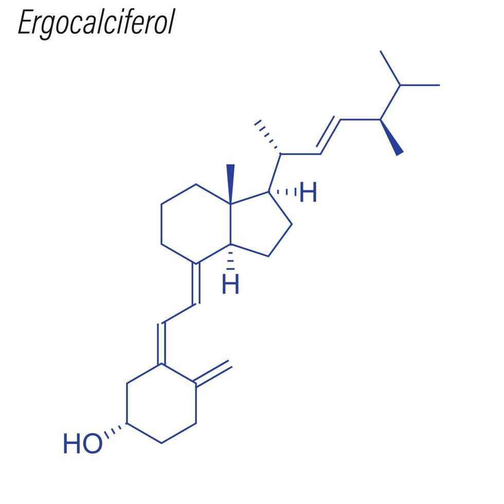 Vector Skeletal formula of Ergocalciferol. Drug chemical molecul