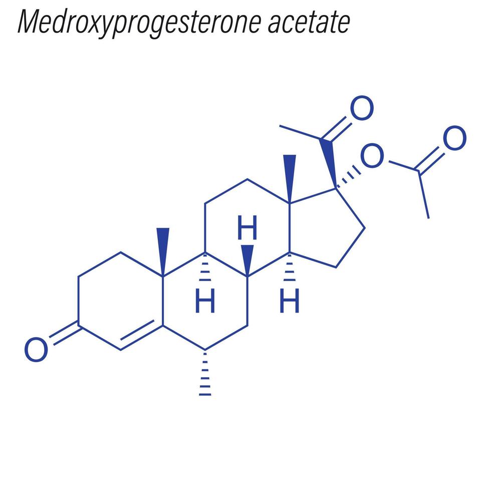 fórmula esquelética vectorial de acetato de medroxiprogesterona. drogadicto vector