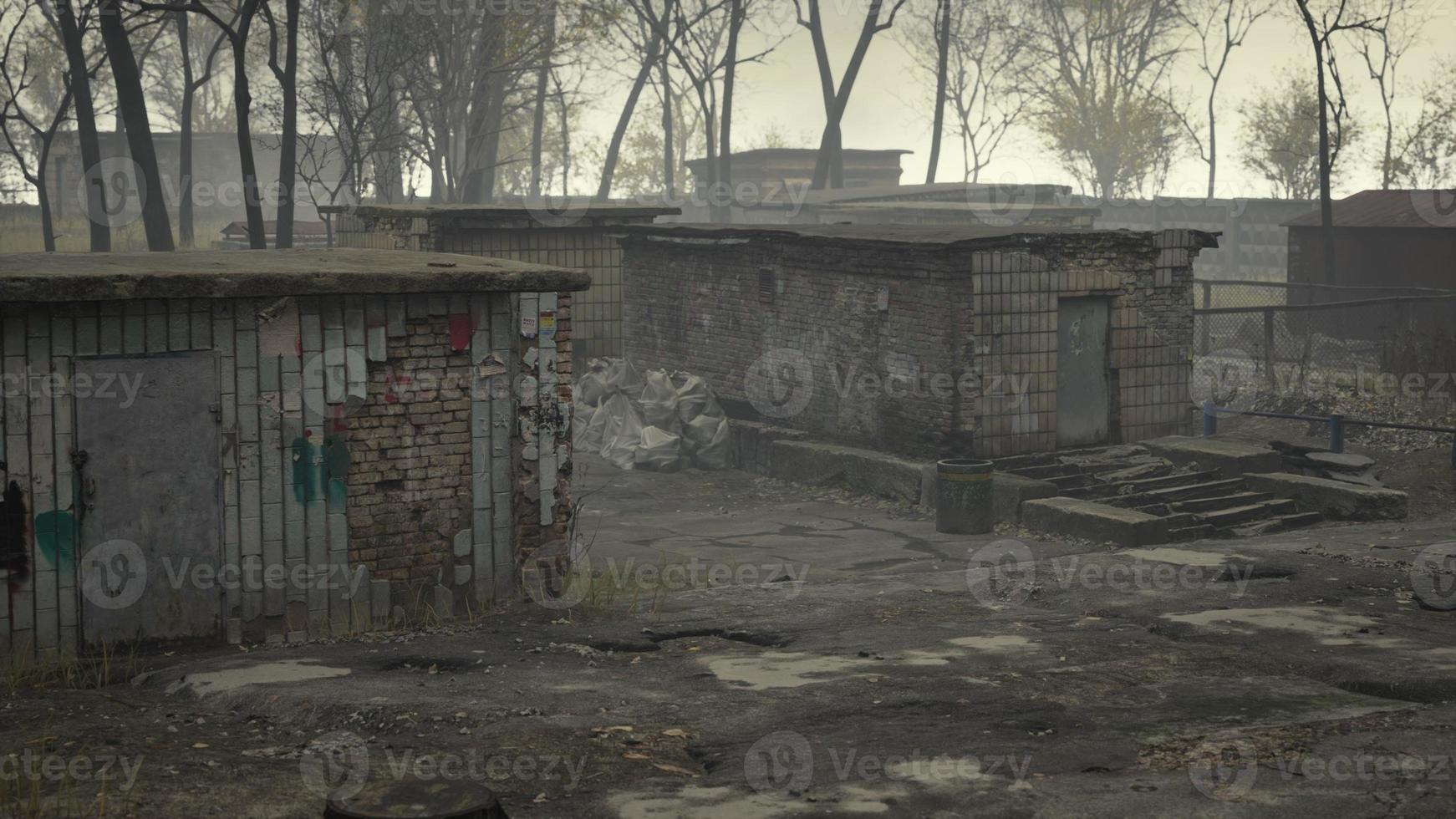 Old and abandoned buildings in a small town photo