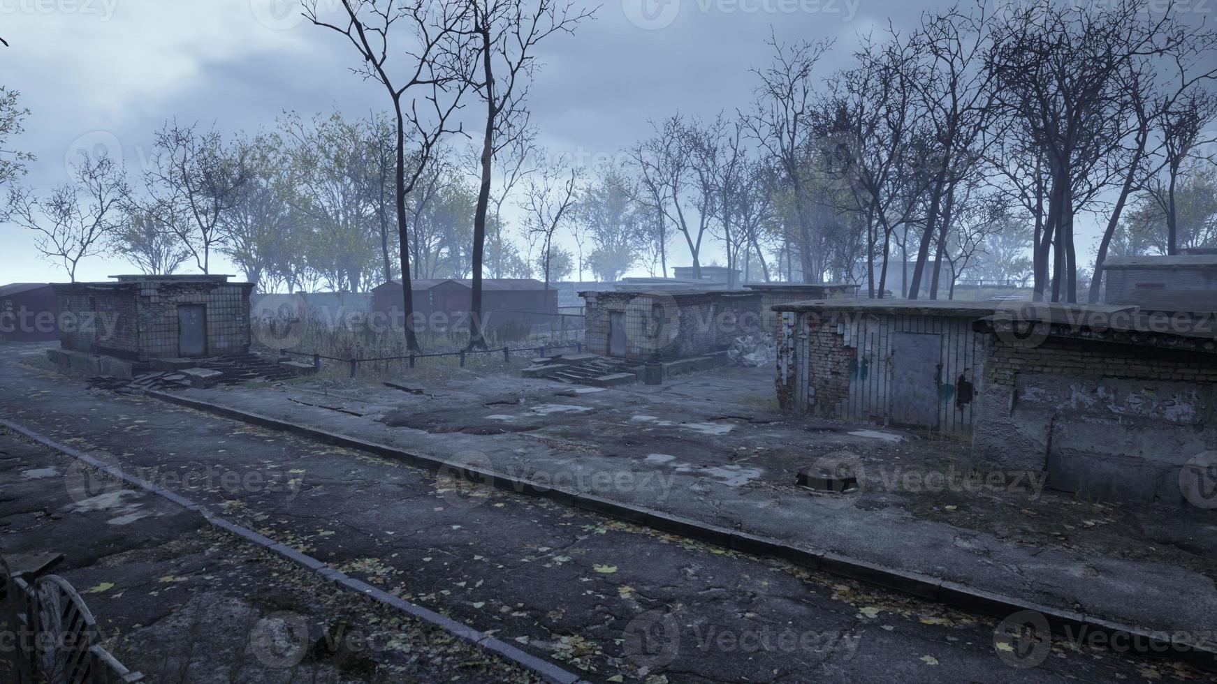 Old and abandoned buildings in a small town photo