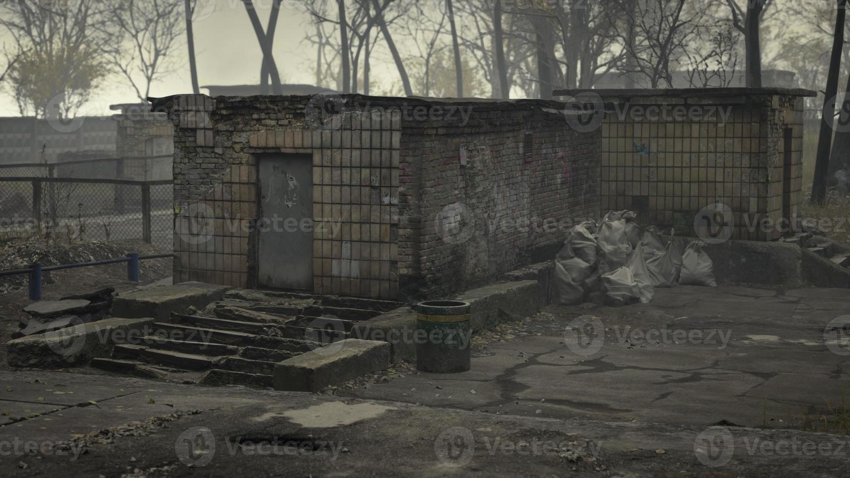 Old and abandoned buildings in a small town photo