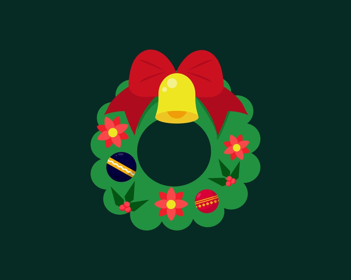 feliz navidad y feliz año nuevo concepto. corona de Navidad. estilo de vector de dibujos animados para su diseño.