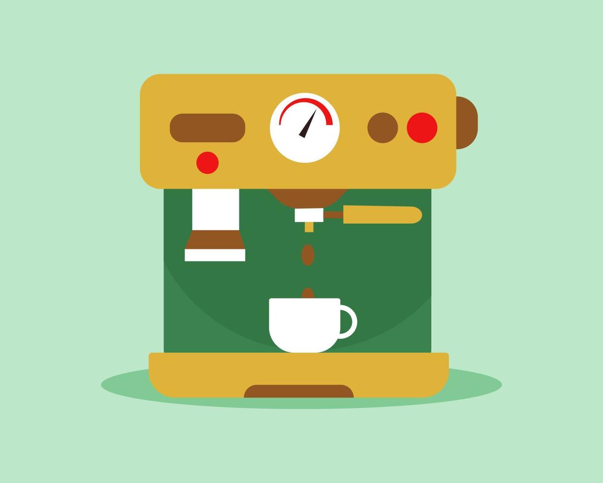 Coffee maker cafe concept. Hot black coffee in a white cup. Cartoon vector style for your design.