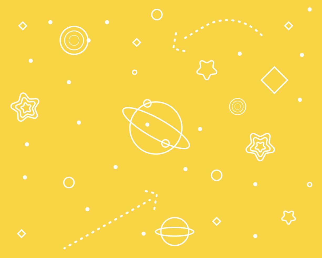 Cute cartoon style about space or stars on yellow color background. vector