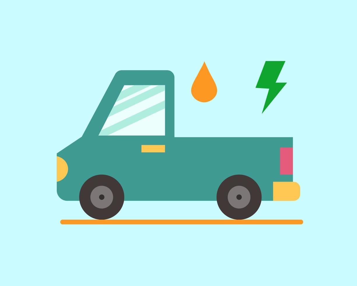 Electric energy vs petrol oil. Cartoon vector style for your design