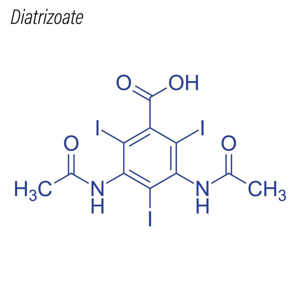 fórmula esquelética vectorial de diatrizoato. molécula química del fármaco. vector