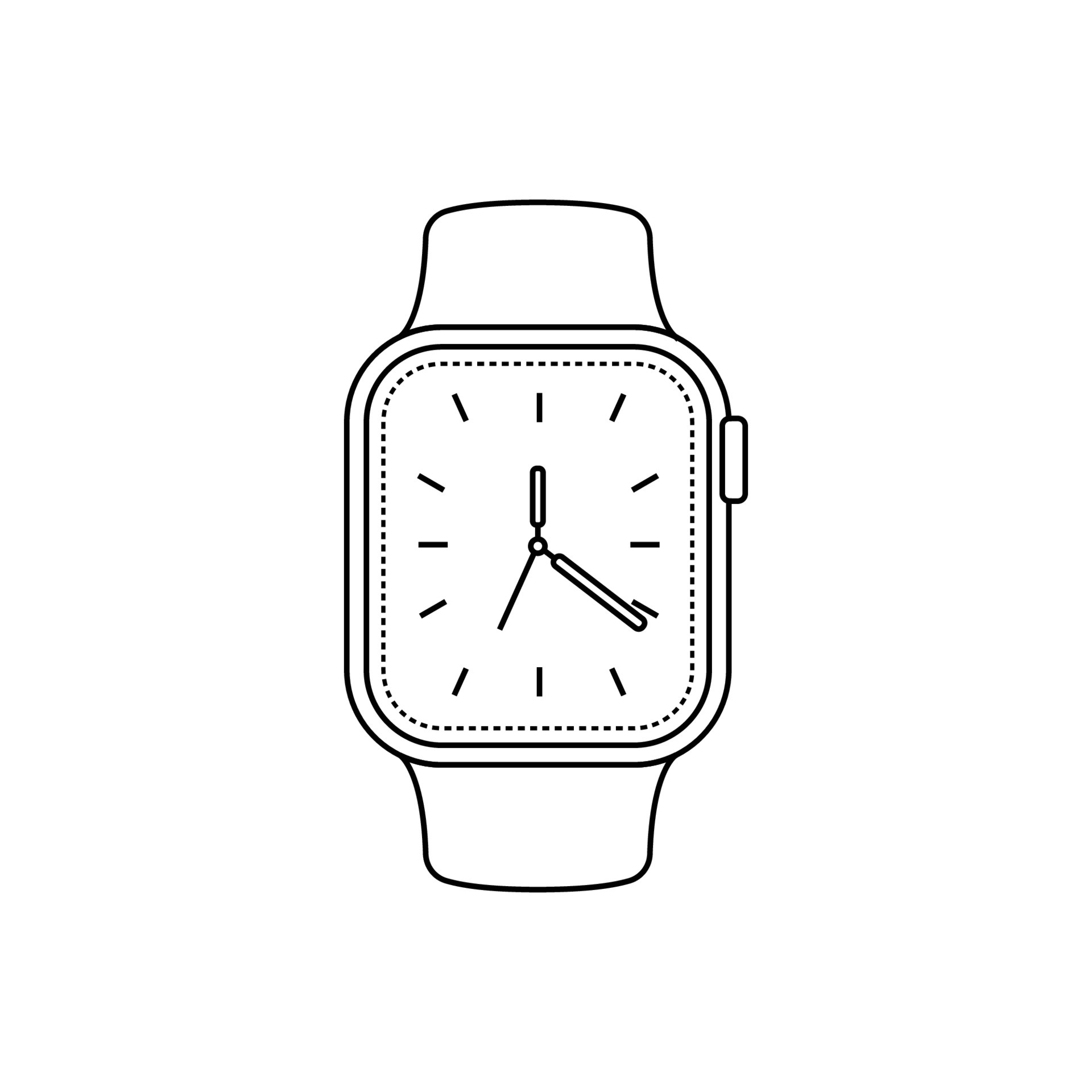 Smart Watch Outline Icon Illustration on Isolated White Background