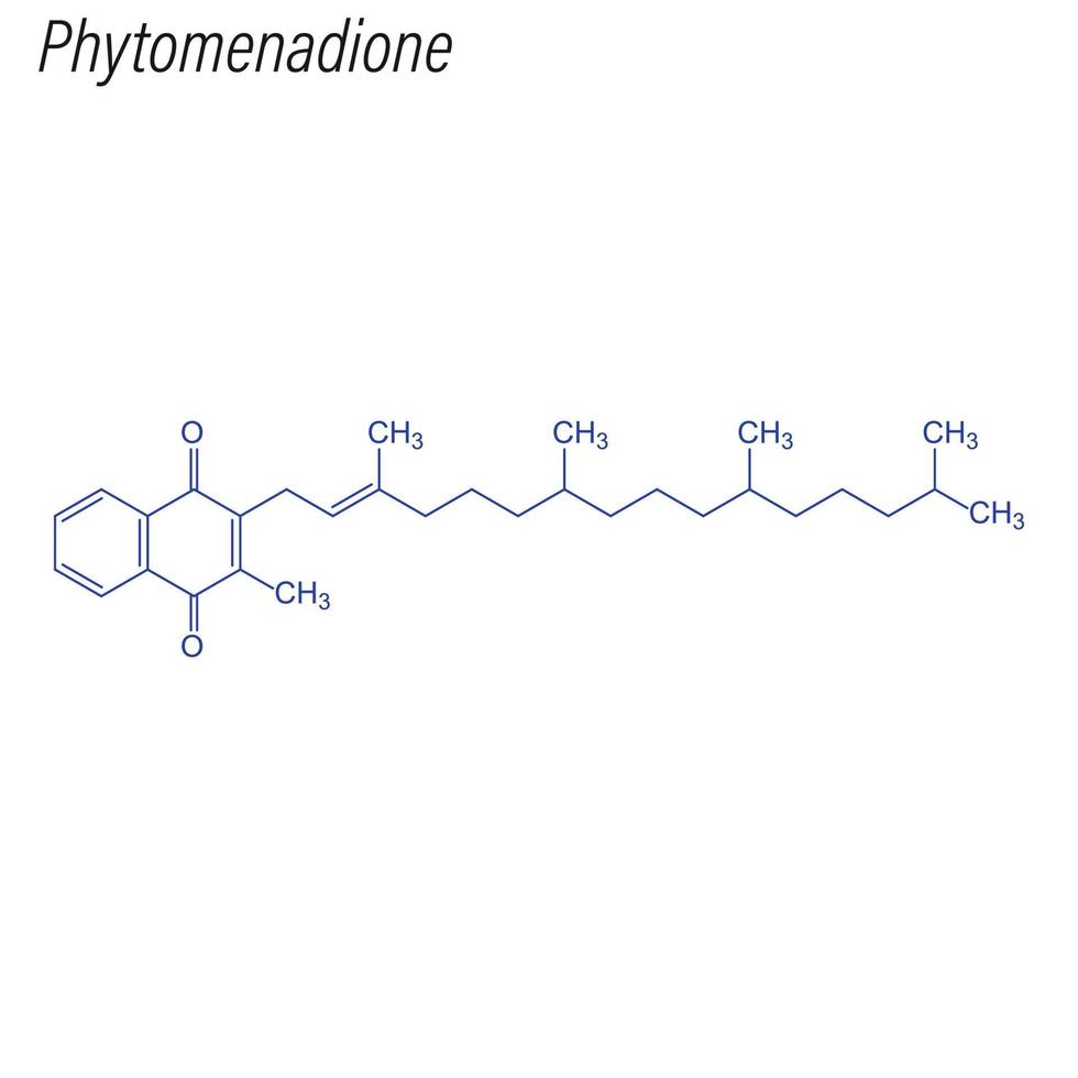 Vector Skeletal formula of Phytomenadione. Drug chemical molecul