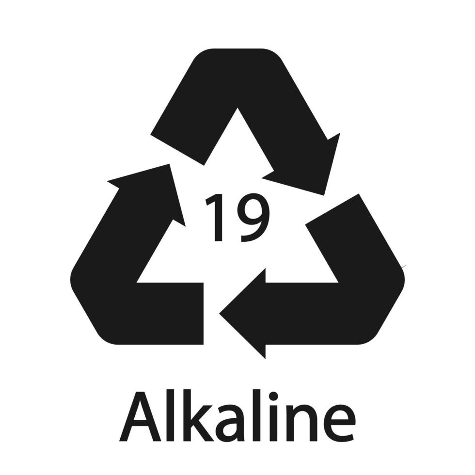 Battery recycling code Alkaline 19 . Vector illustration