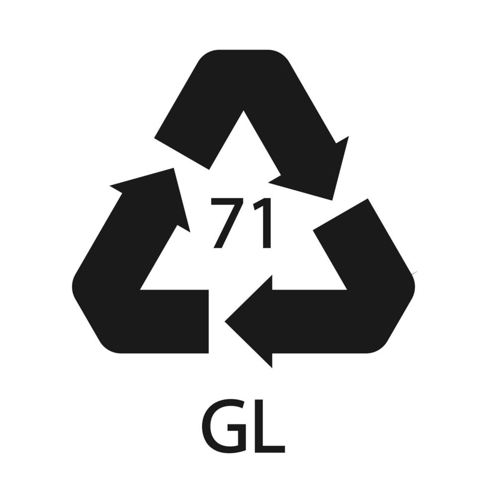 reciclado de vidrio verde codigo 71 gl. ilustración vectorial vector