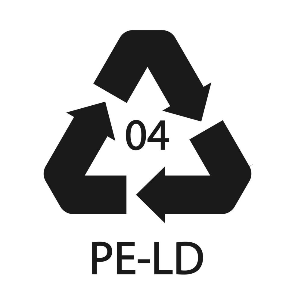 símbolo de código de reciclaje pe-ld 04. Signo de polietileno de baja densidad de vector de reciclaje de plástico.