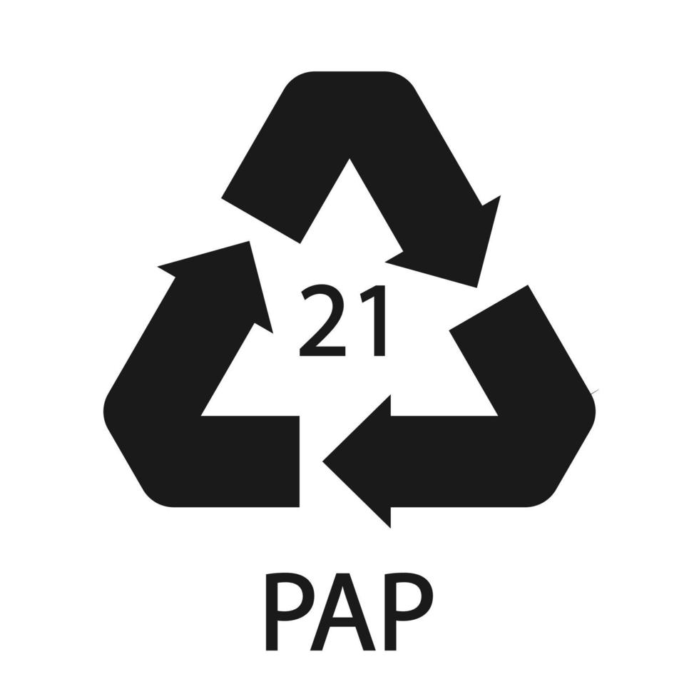 Paper recycling symbol PAP 21 other mixed paper. Vector illustration