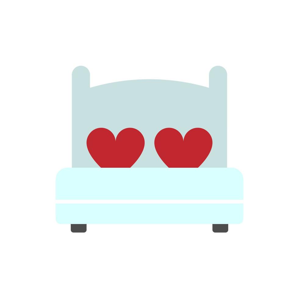 cama de amor con ilustración de vector de icono de corazón.