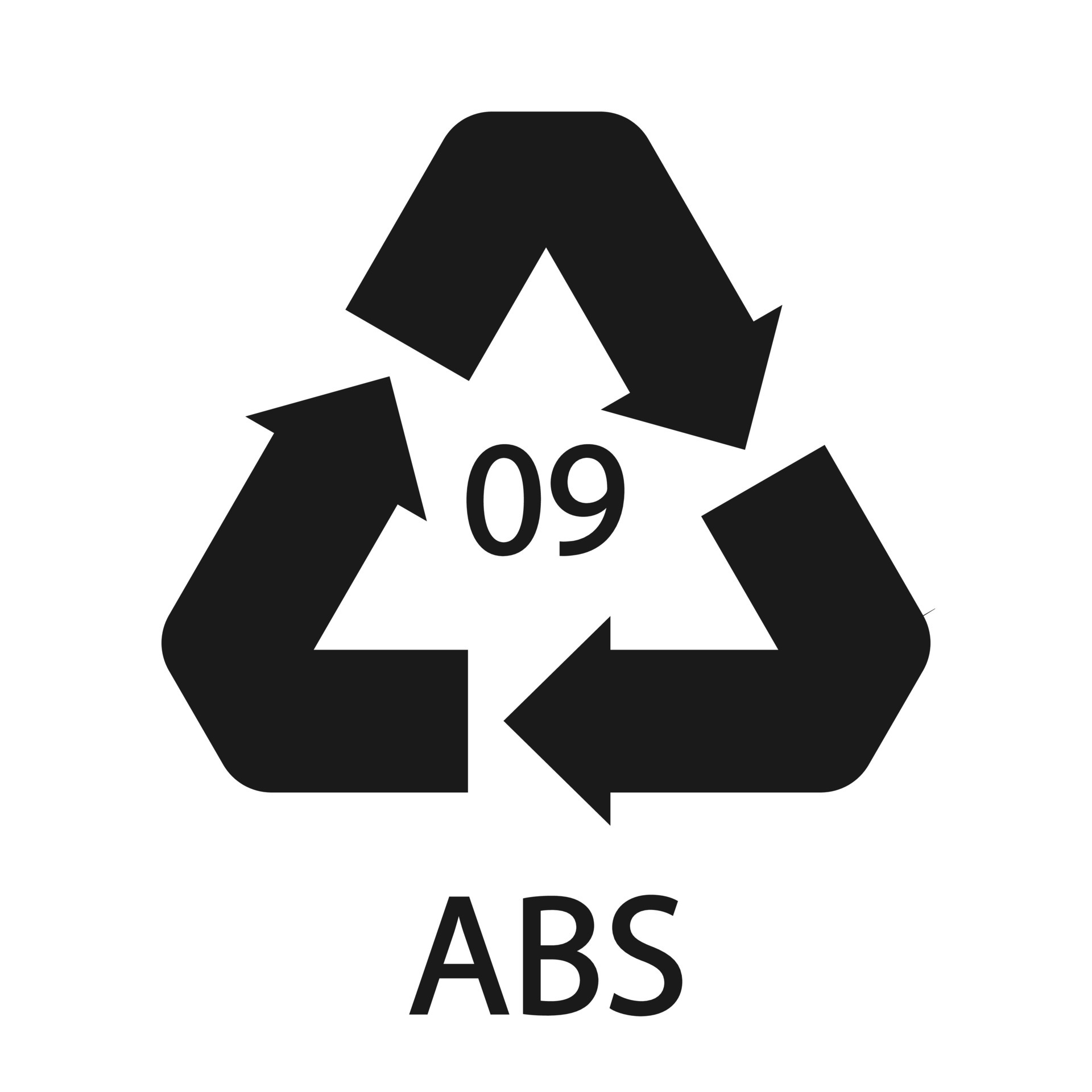 Plastic recycle symbol ABS 9 vector icon. Plastic recycling code ABS 09