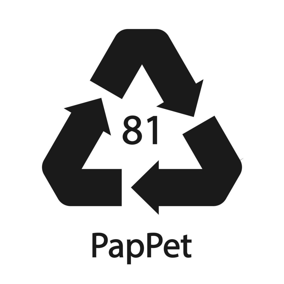 Paper cardboard. Recycling codes 81 PapPet. Composite materials sign. Vector illustration