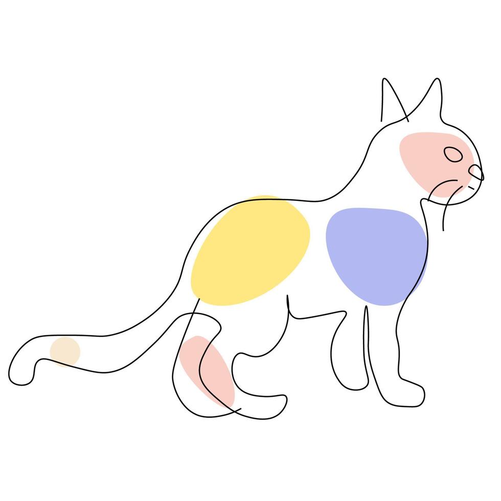 outline cat drawing vector