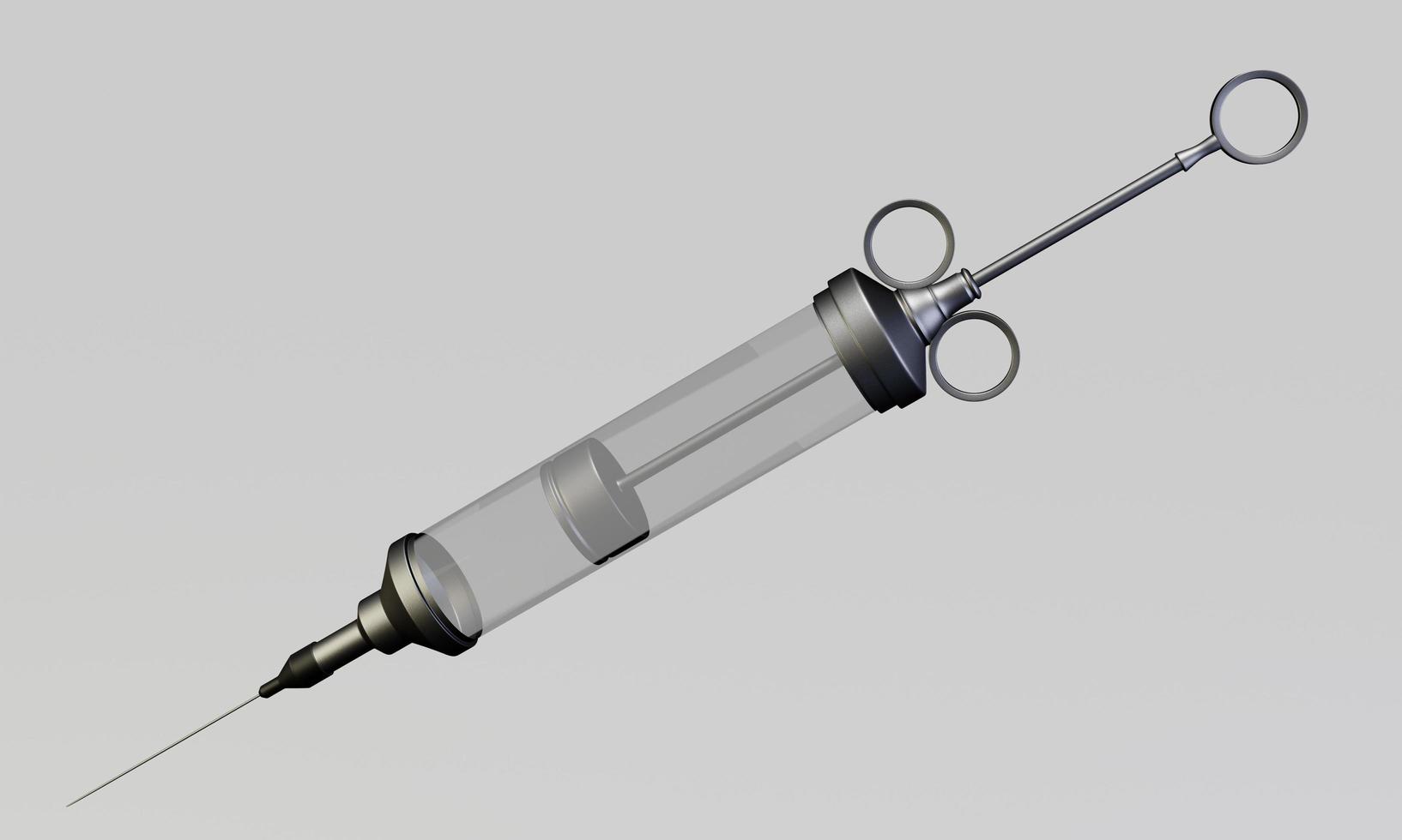 A clean vintage hypodermic syringe on white background.  Concept for testing vaccine coronavirus. 3D Rendering. photo