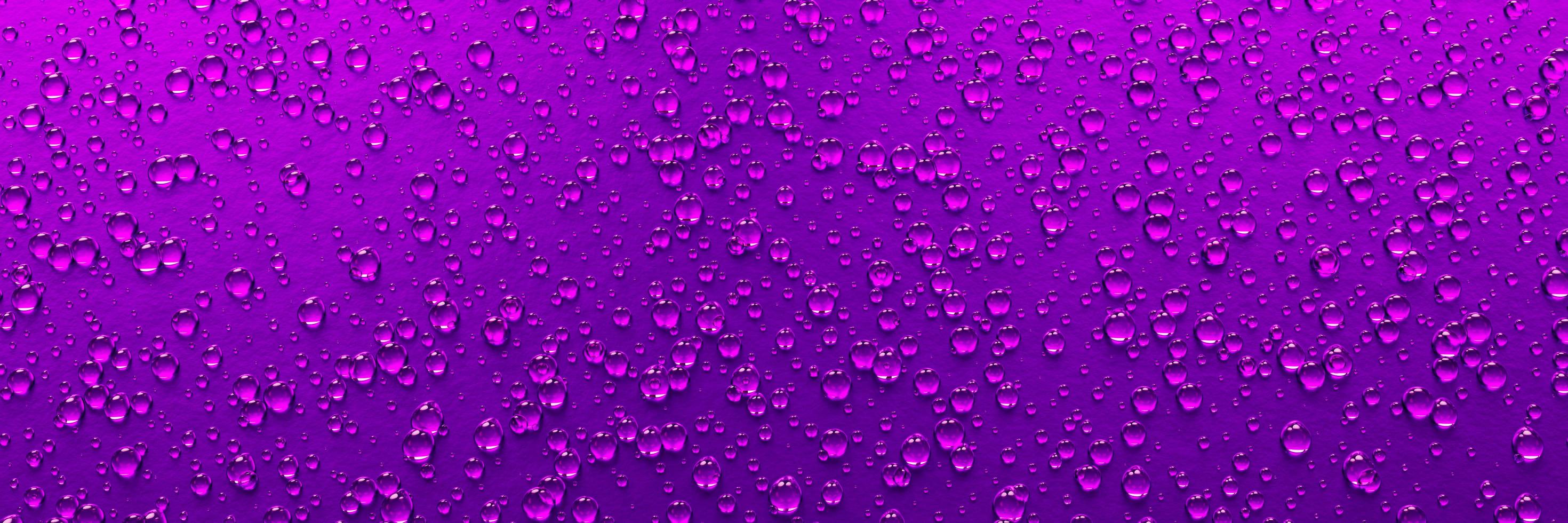 A lot of water droplets On metal or metallic surfaces in purple and dark purple shades for mobile smartphone background or wallpaper. 3D Rendering. photo
