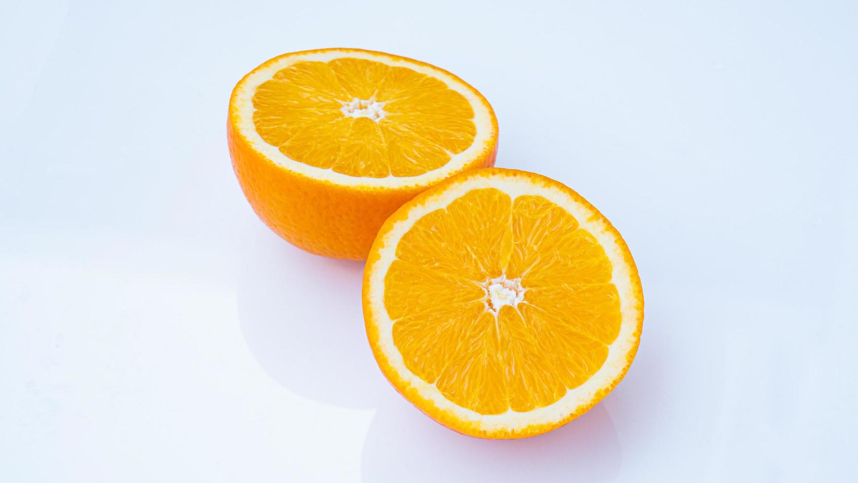 Top view orange slice, isolated on white background full depth of field photo