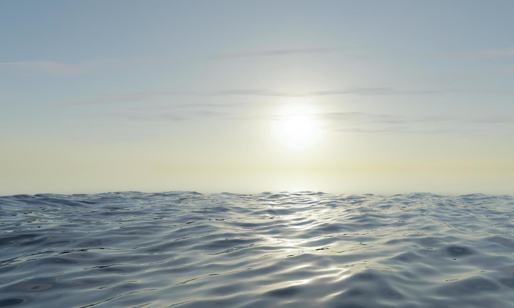 View of the sea,  ocean and  sunset with clear sky soft clouds. 3D rendering. photo