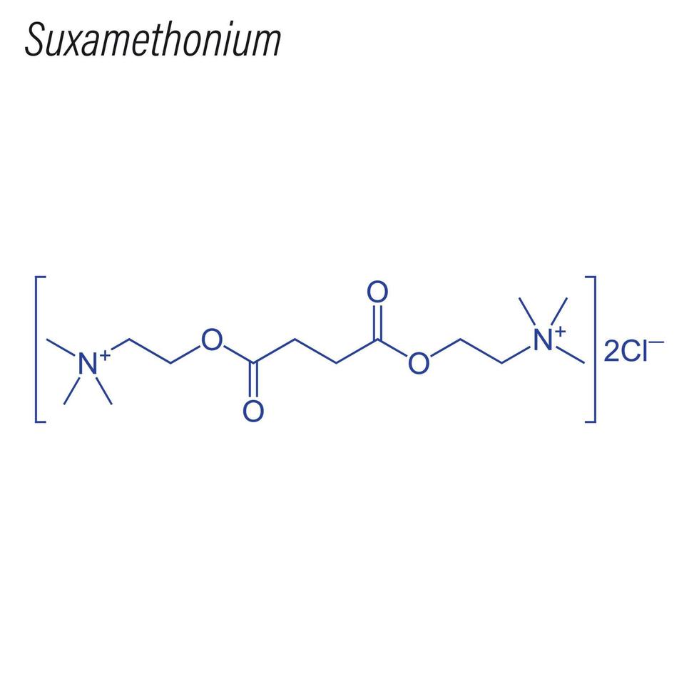 fórmula esquelética vectorial de suxametonio. molécula química de drogas vector