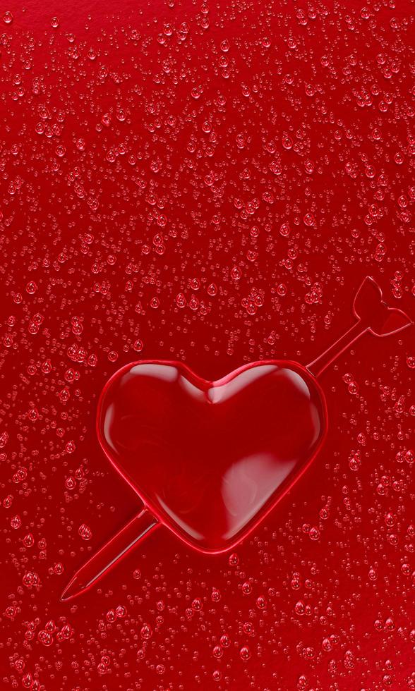 Water droplets in the shape of heart with Arrow embroidered in the meaning  of love. A